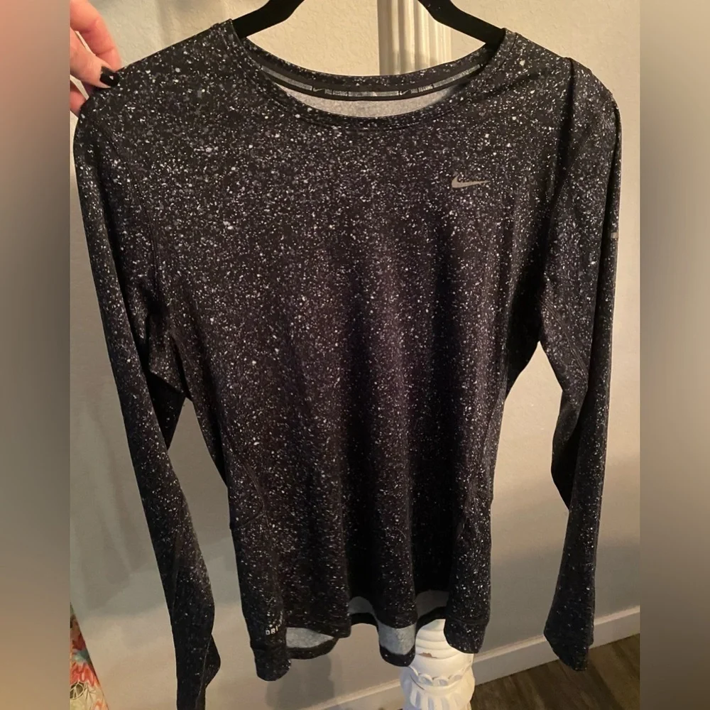 Nike Black Silver Athletic Dri-Fit Running Long Sleeve Top - SZ SM
